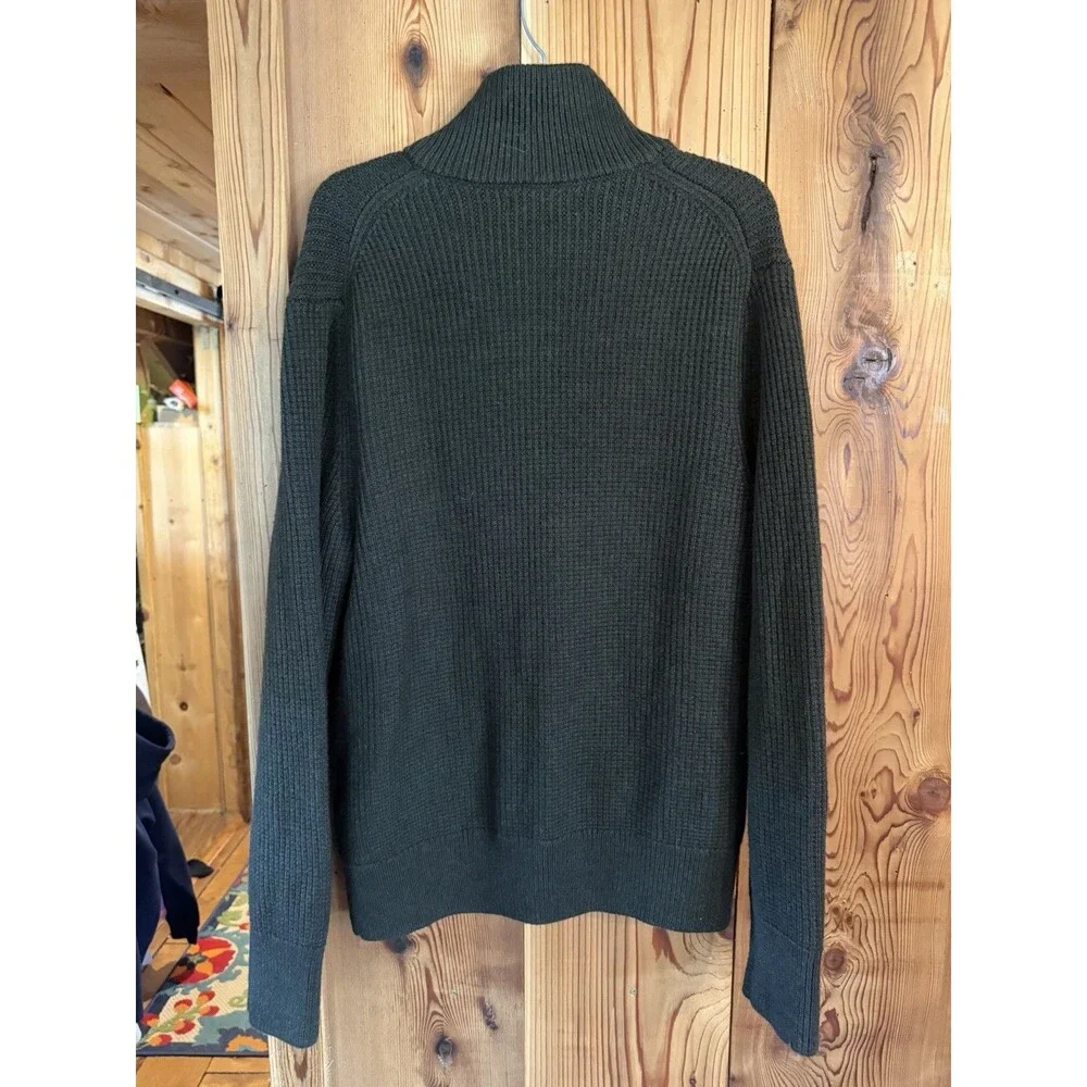 Banana Republic Men's Large Mock Neck Thick Heavy Knitted Sweater Green